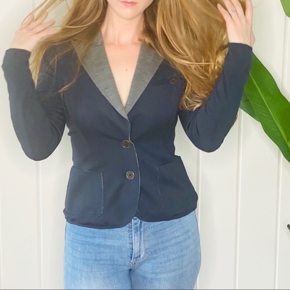 Tracy Reese Navy Grey Blazer Coatigan (S) - Picture 5 of 15